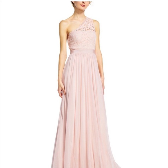 Adrianna Papell Dresses & Skirts - Adrianna Papell One Shoulder Tulle Dress With Scroll Lace Bodice✨👡
